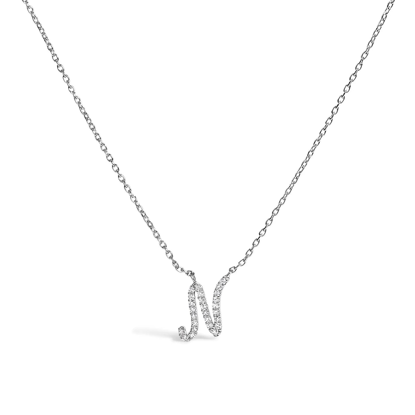 14K white gold diamond-accent A initial script pendant necklace by Bids.com on Tampa Home & Garden Store