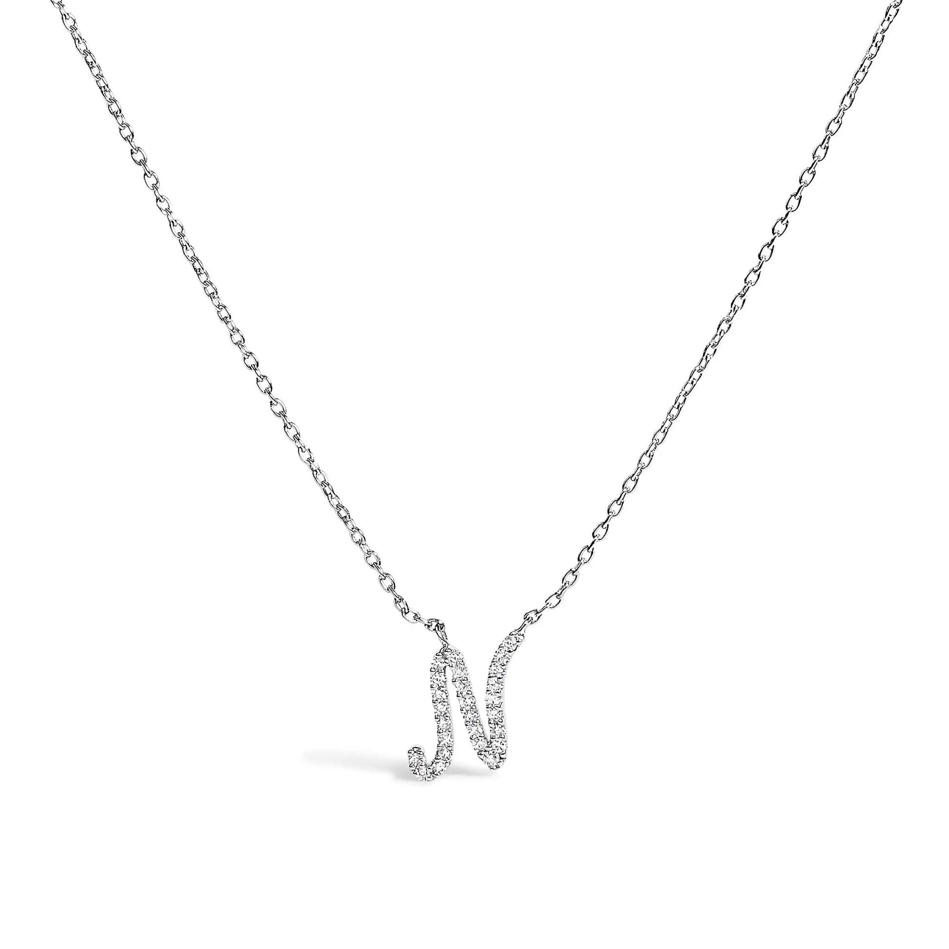 14K white gold diamond-accent A initial script pendant necklace by Bids.com on Tampa Home & Garden Store