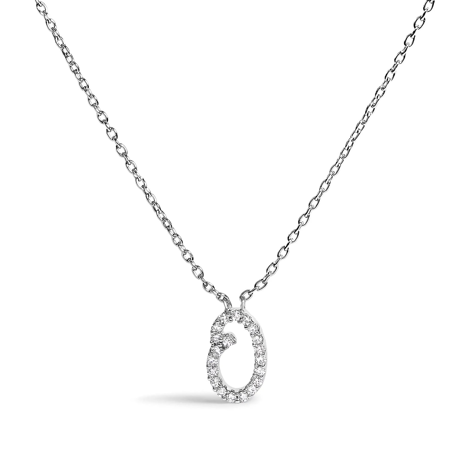 14K white gold diamond accented A initial script pendant necklace by Bids.com on Tampa Home & Garden Store