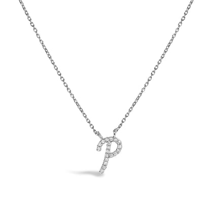 14K white gold diamond-accent A initial script pendant necklace with pavé diamonds by Bids.com on Tampa Home & Garden Store