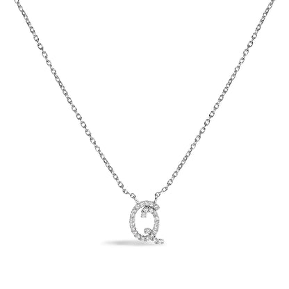 14K white gold diamond-accent A initial script pendant necklace chain on Tampa Home & Garden Store
