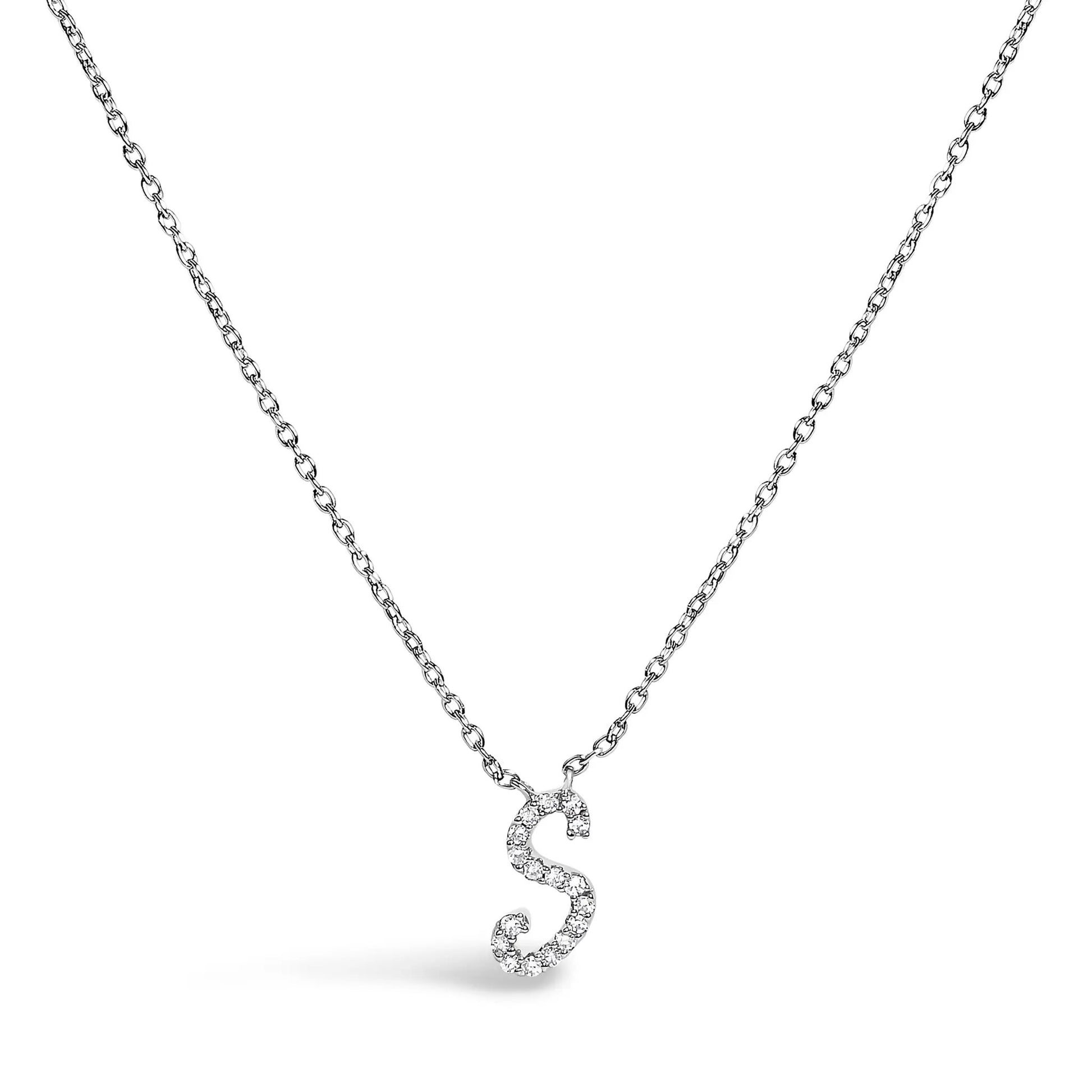 14K white gold diamond-accent A initial script pendant necklace on Tampa Home & Garden Store