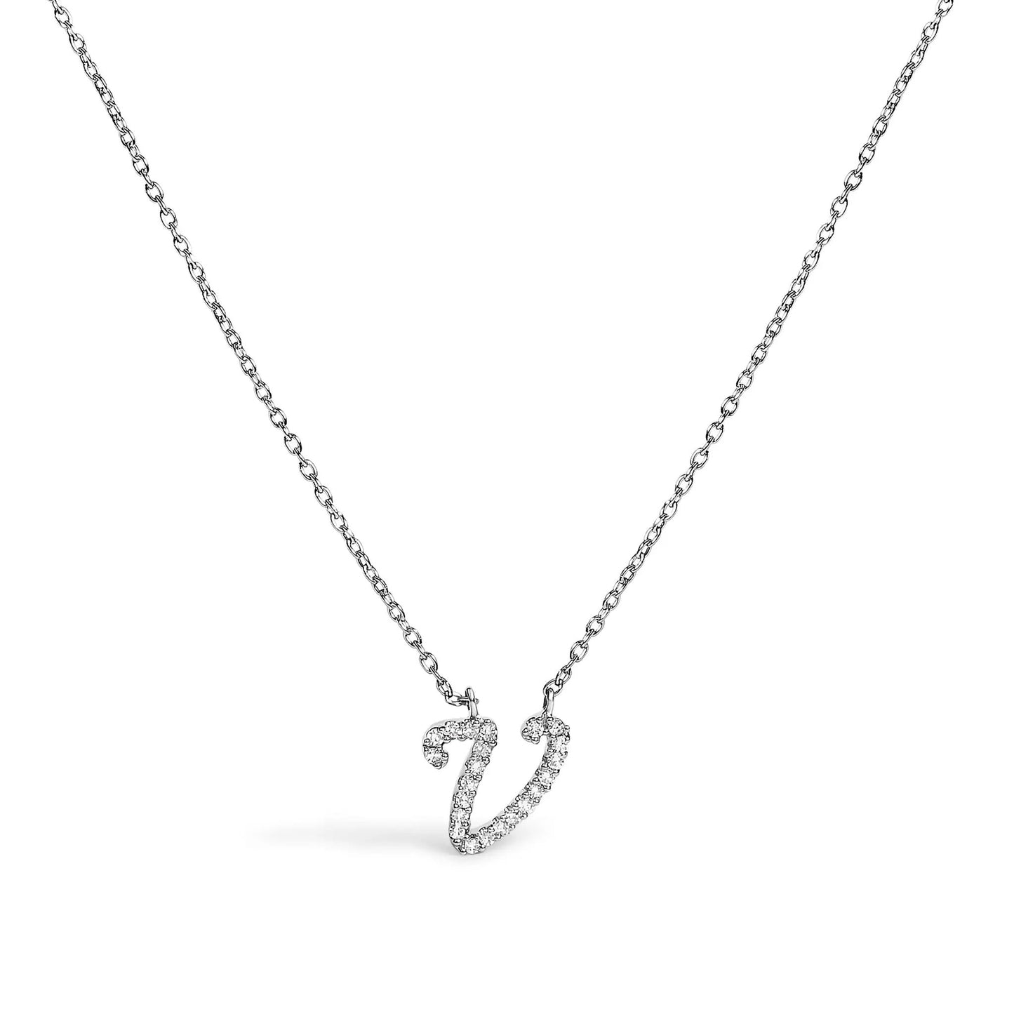 14K white gold diamond-accent A initial script pendant necklace by Bids.com on Tampa Home & Garden Store