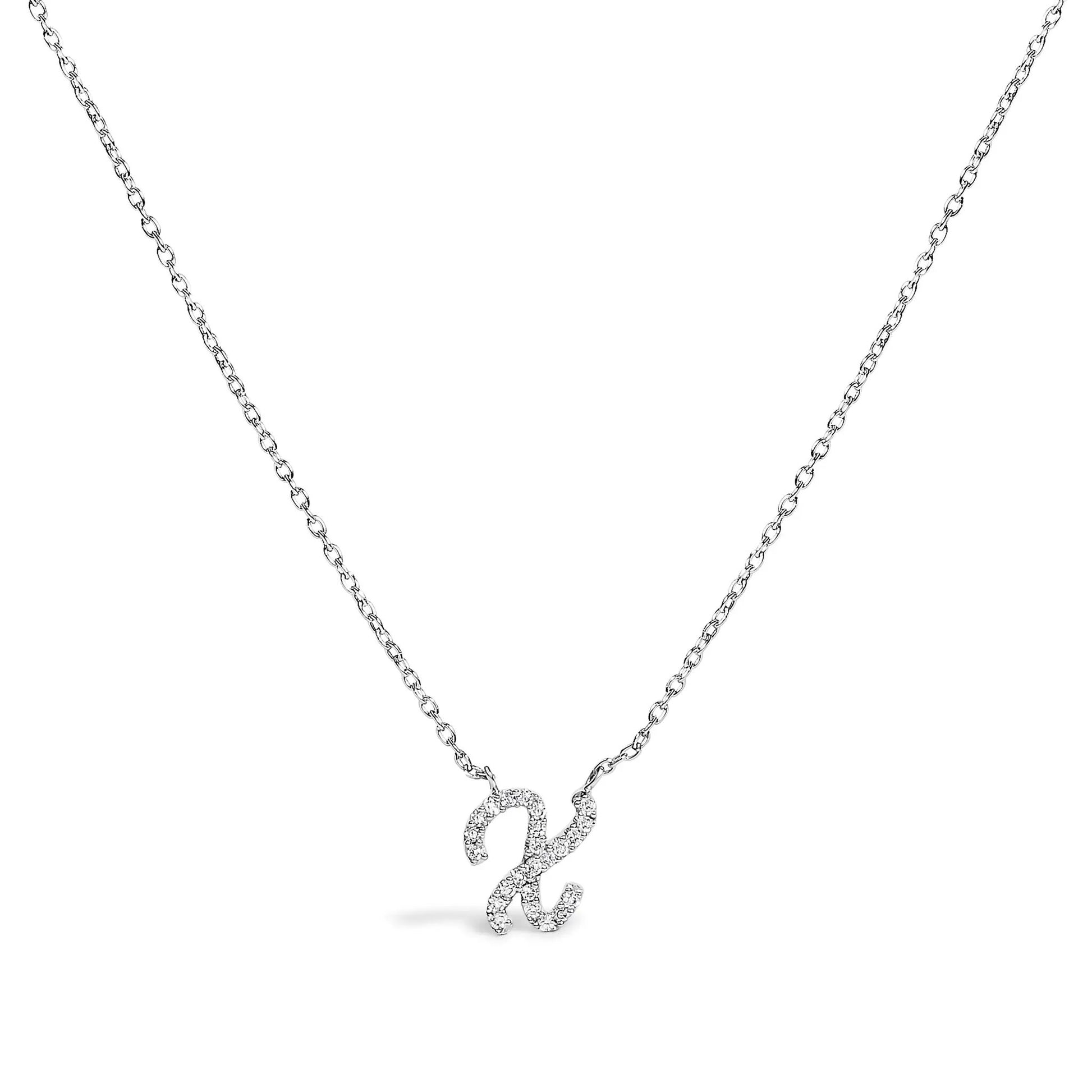 14K white gold diamond-accent A initial script-style pendant necklace by Bids.com on Tampa Home & Garden Store