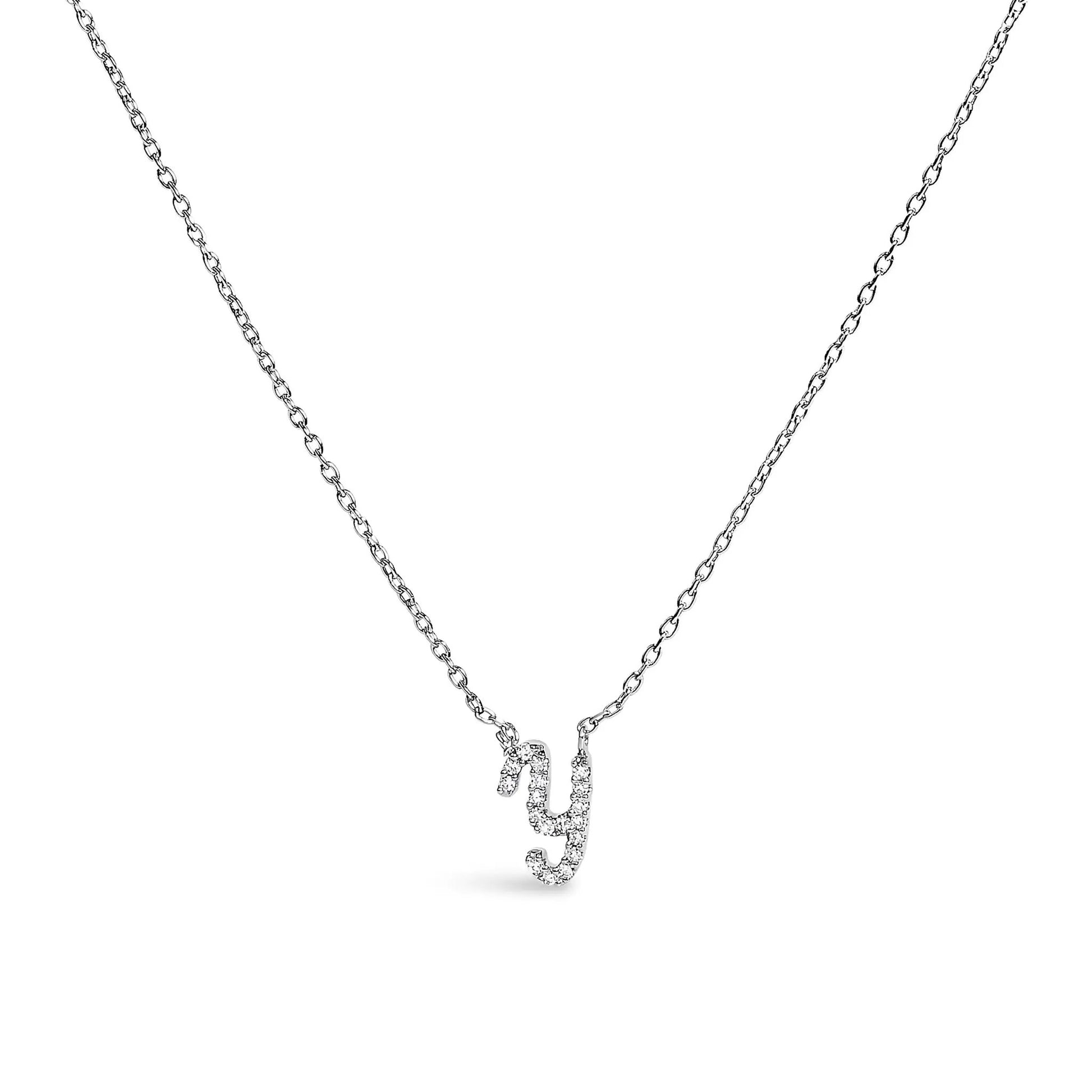 Necklace 14K white gold diamond-accented A initial pendant in script style by Bids.com on Tampa Home & Garden Store