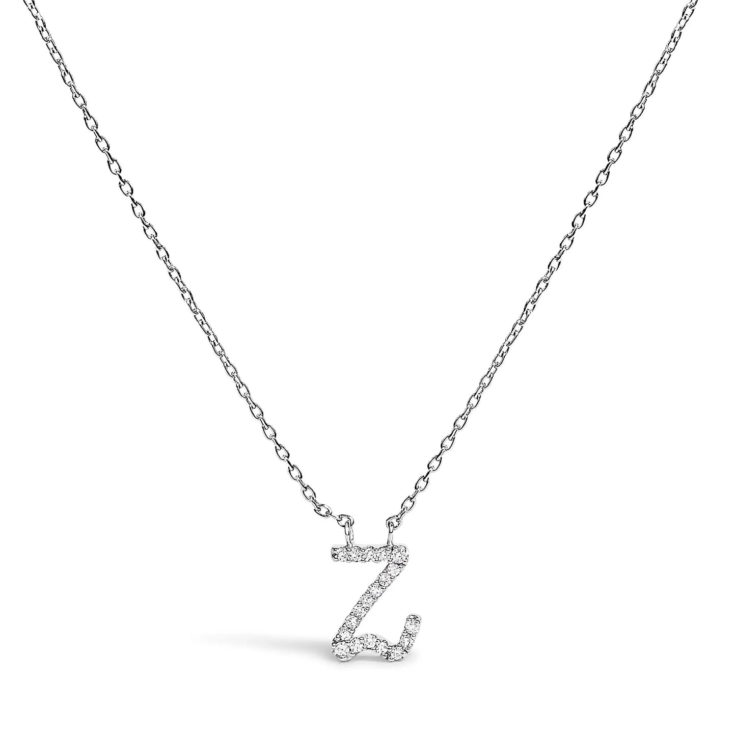 Necklace 14K white gold diamond-accent A initial pendant in script style by Bids.com on Tampa Home & Garden Store