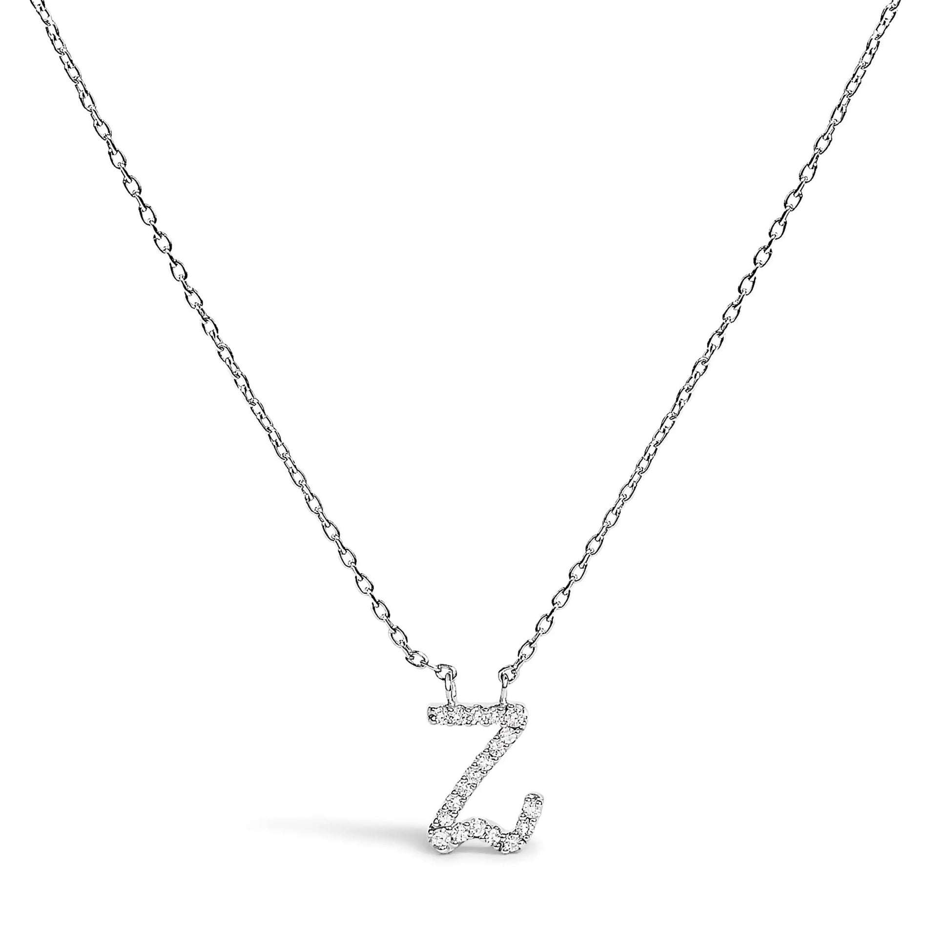 Necklace 14K white gold diamond-accent A initial pendant in script style by Bids.com on Tampa Home & Garden Store