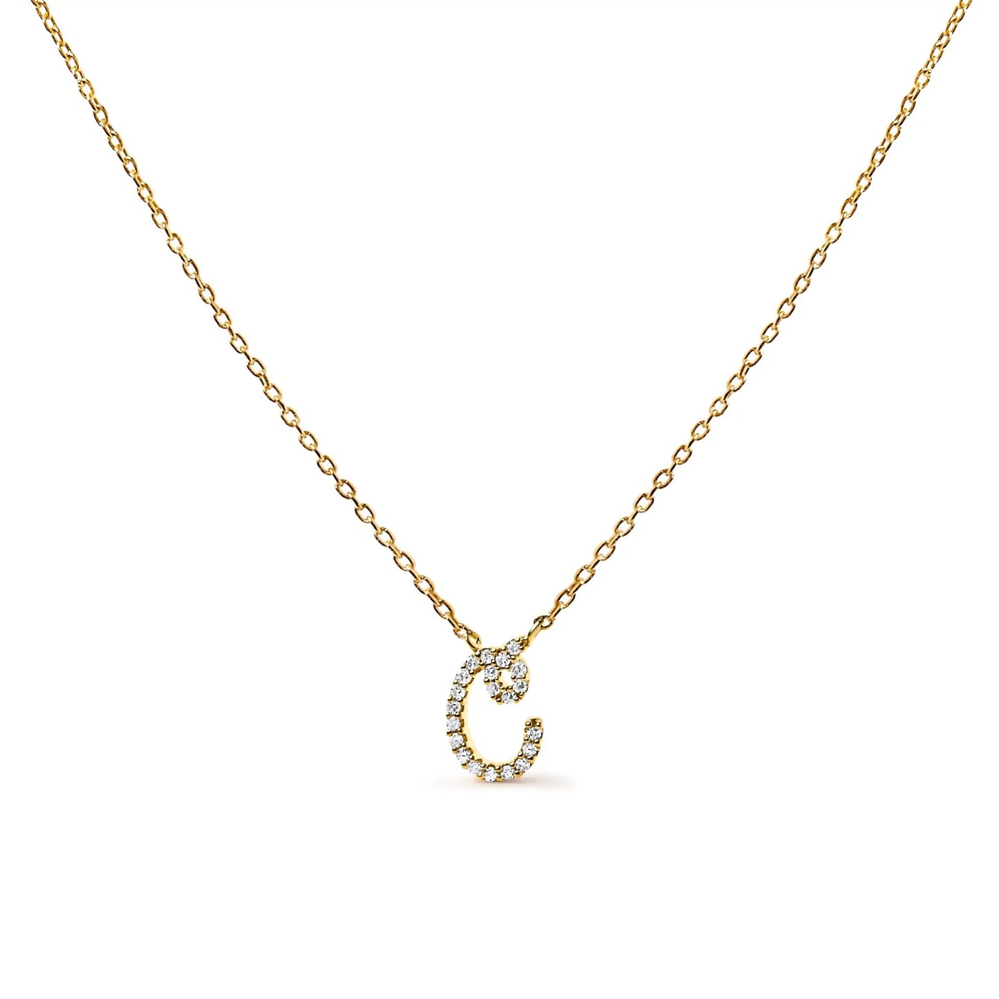 Gold-tone chain necklace with diamond-accent A initial pendant in script style on Tampa Home & Garden Store