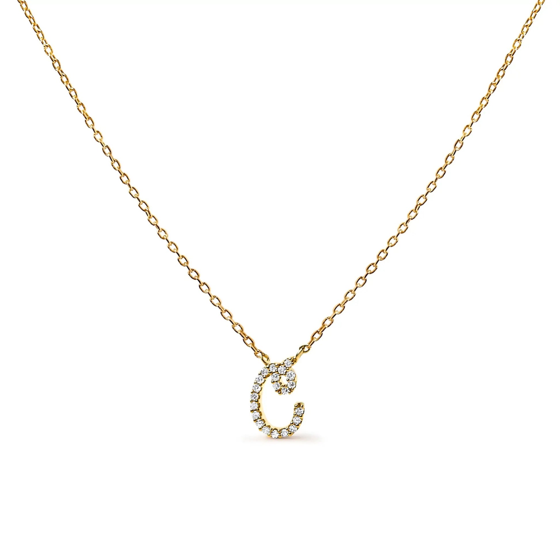 Gold-tone chain necklace with diamond-accent A initial pendant in script style on Tampa Home & Garden Store