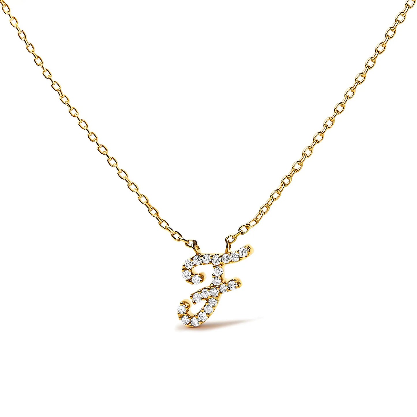 14K gold chain necklace with a diamond-studded cursive A initial pendant on Tampa Home & Garden Store