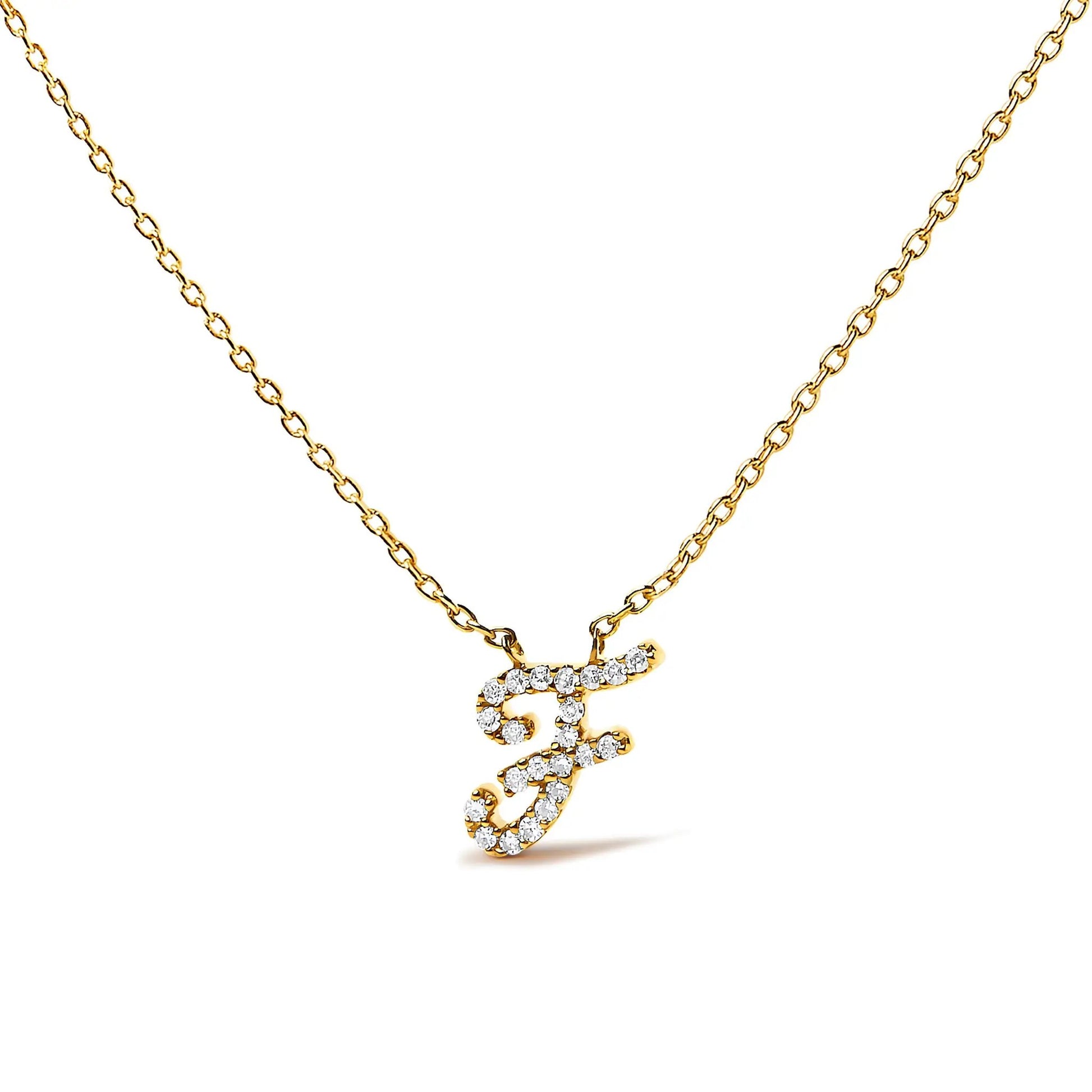 14K gold chain necklace with a diamond-studded cursive A initial pendant on Tampa Home & Garden Store