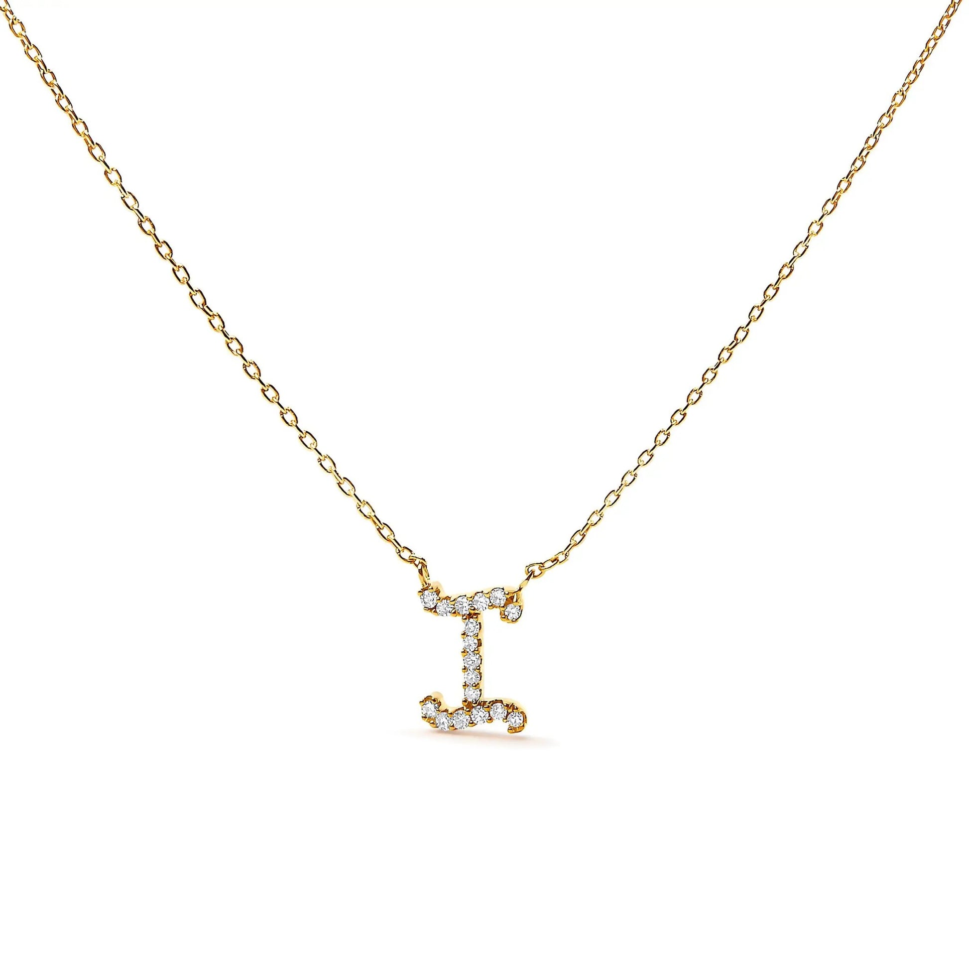 14K white gold diamond-accent A initial script pendant necklace with pave stones on Tampa Home & Garden Store