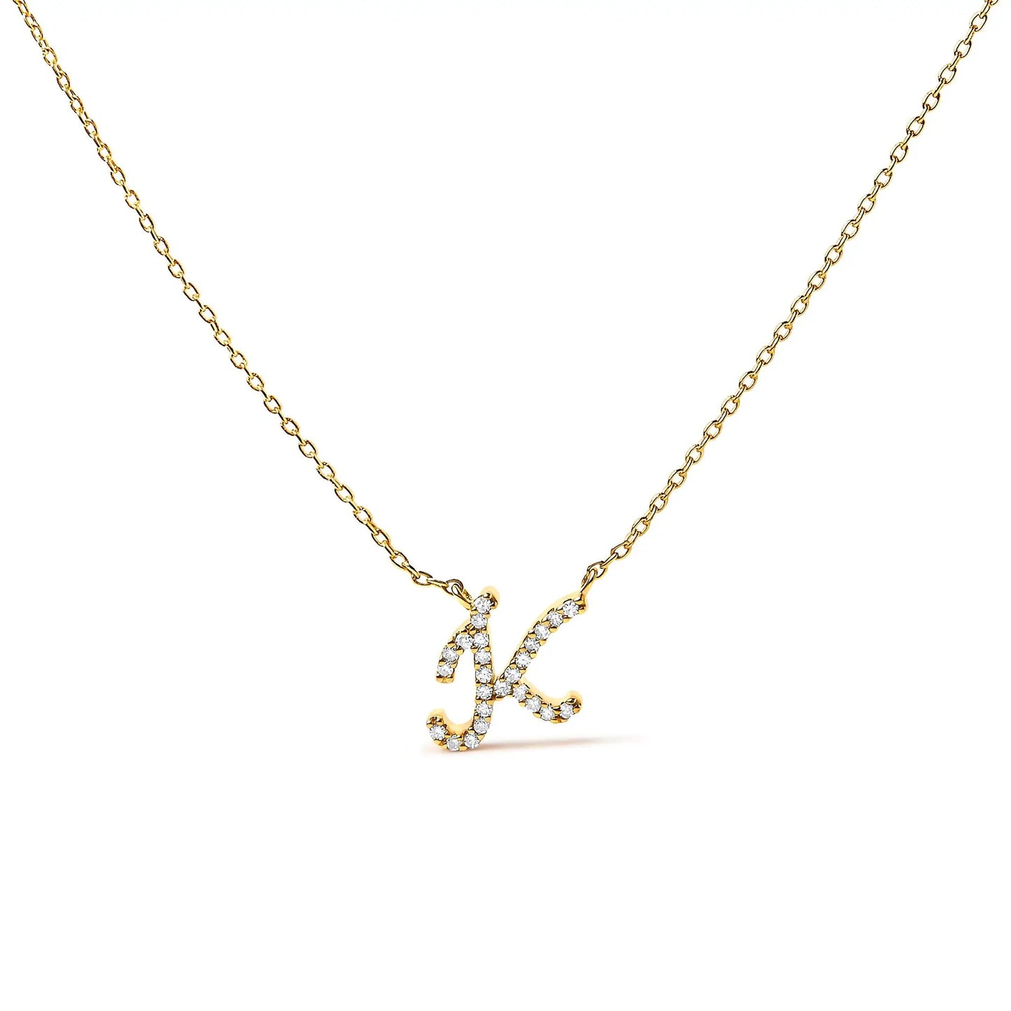 Gold-tone A initial script-style pendant necklace with diamond accents on a delicate chain on Tampa Home & Garden Store