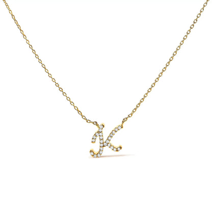 Gold-tone A initial script-style pendant necklace with diamond accents on a delicate chain on Tampa Home & Garden Store