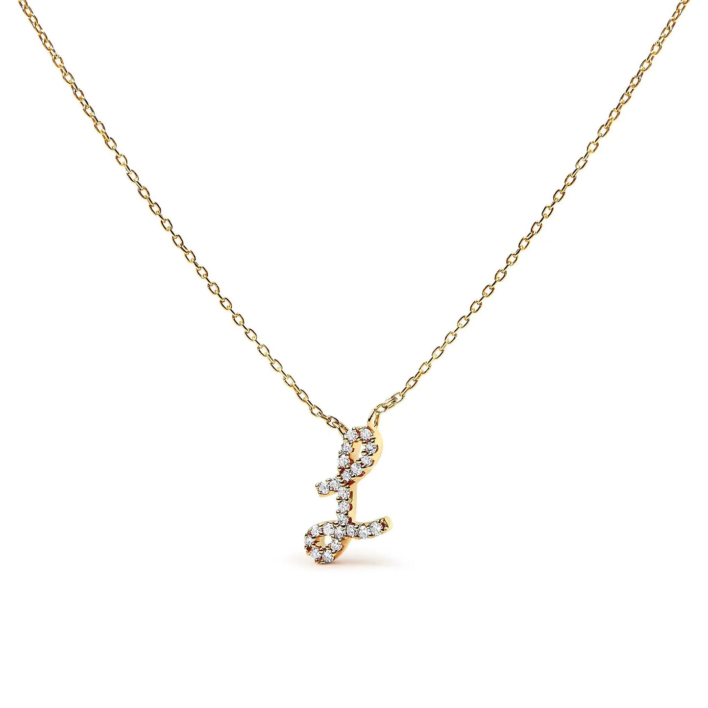 14K white gold diamond-accent A initial script pendant necklace on gold chain on Tampa Home & Garden Store