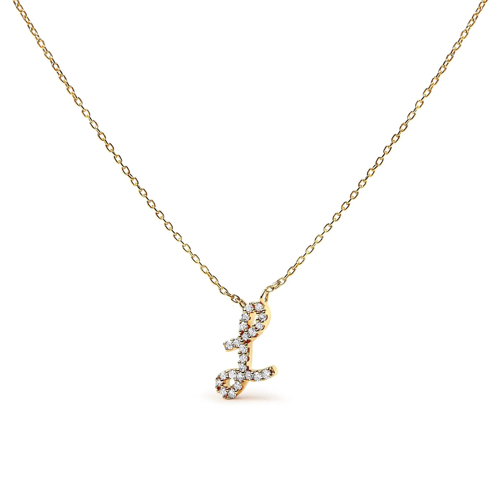 14K white gold diamond-accent A initial script pendant necklace on gold chain on Tampa Home & Garden Store