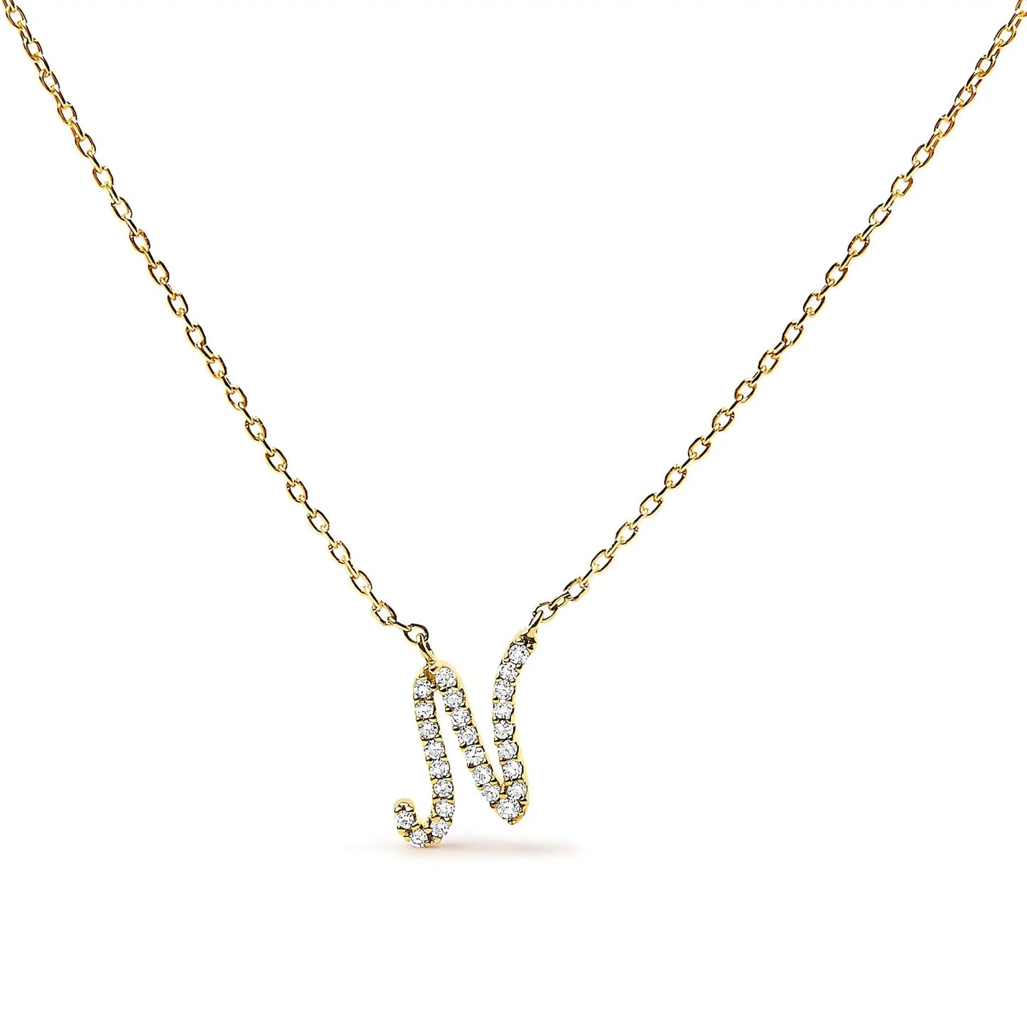 14K white gold diamond-accent A initial script pendant necklace with pavé diamonds on Tampa Home & Garden Store