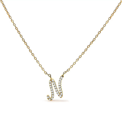 14K white gold diamond-accent A initial script pendant necklace with pavé diamonds on Tampa Home & Garden Store