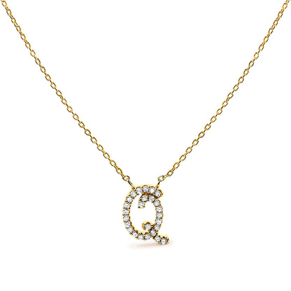 10K White Gold Diamond Accent "A" Initial Script Style Pendant Necklace