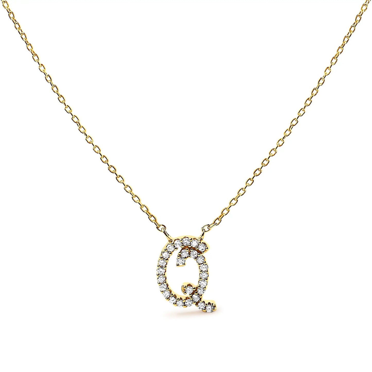 14K white gold diamond accented A initial script style pendant necklace with chain on Tampa Home & Garden Store