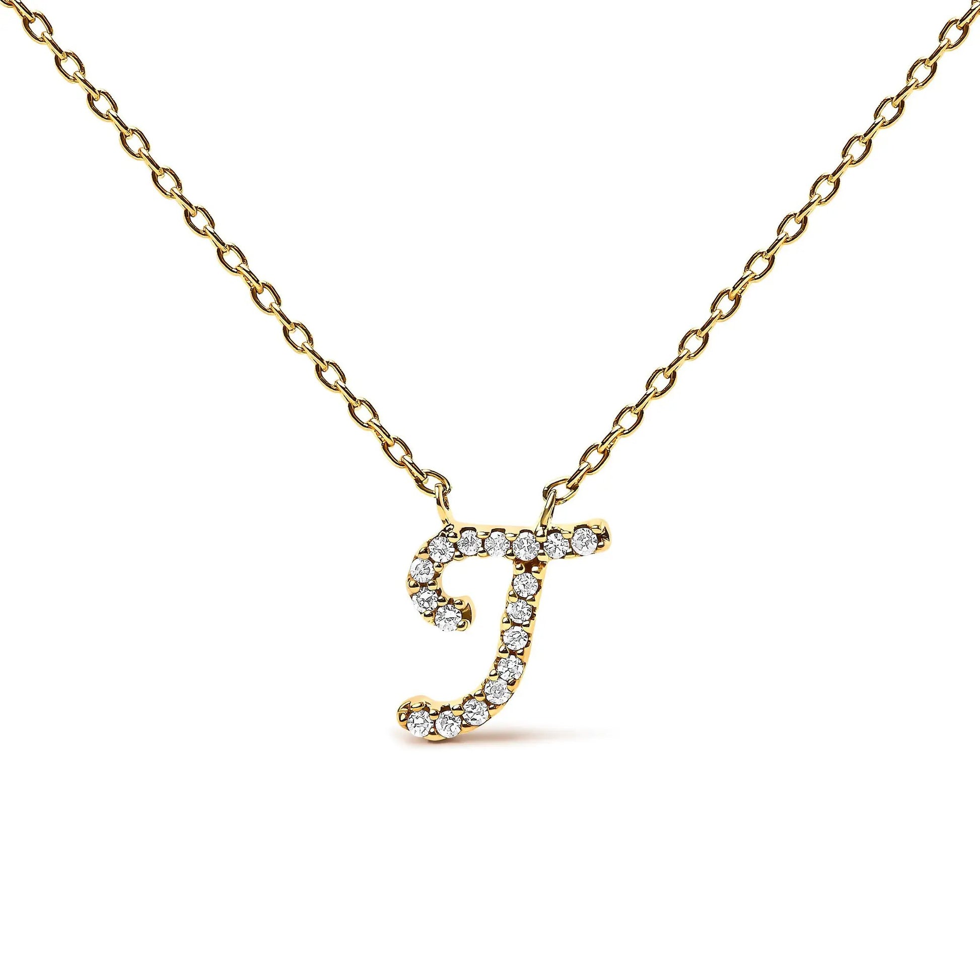 Pendant necklace in 14K gold with cursive A diamond accents on chain on Tampa Home & Garden Store