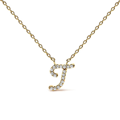 Pendant necklace in 14K gold with cursive A diamond accents on chain on Tampa Home & Garden Store