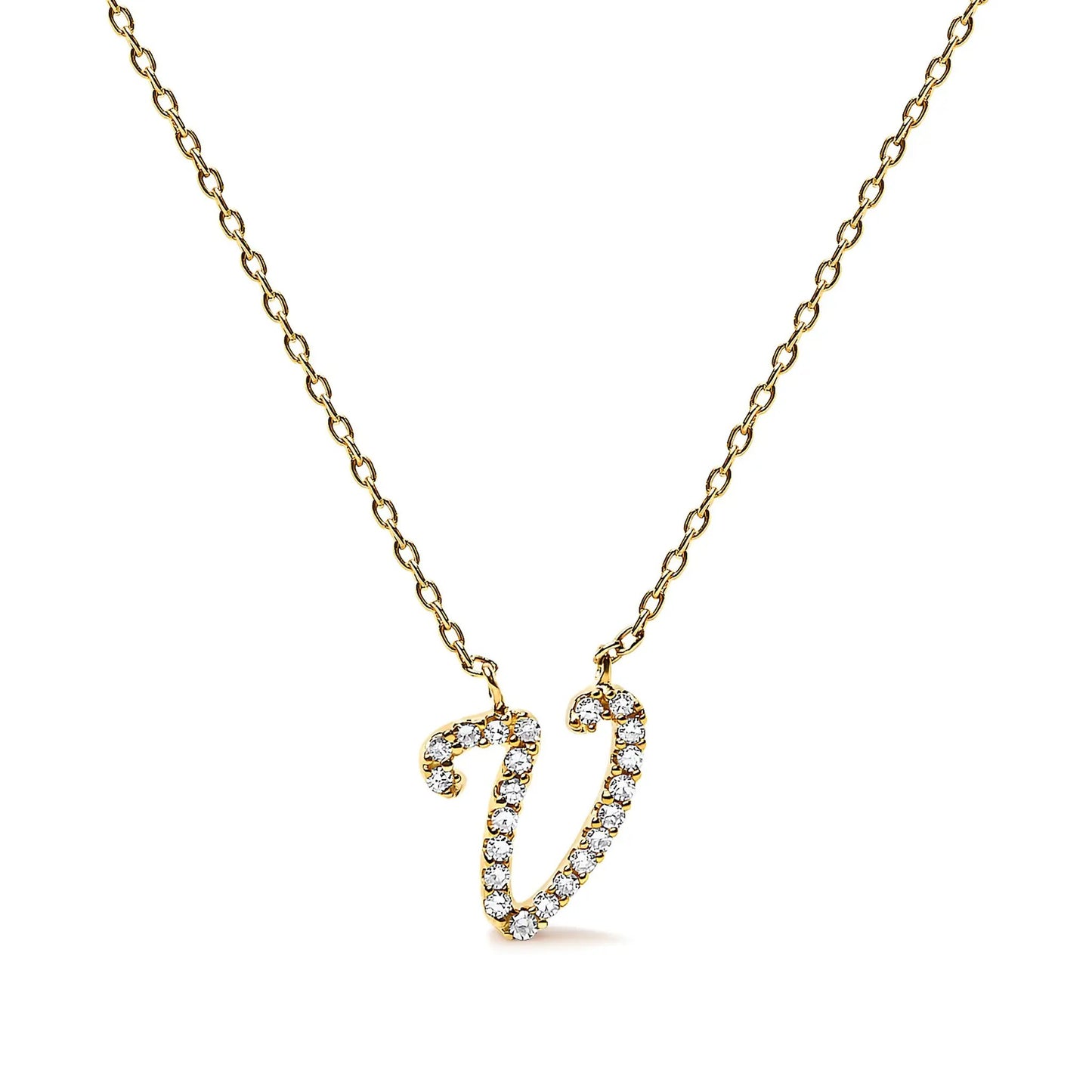 14K White Gold Diamond Accent A initial Script Pendant Necklace with pave diamonds on Tampa Home & Garden Store