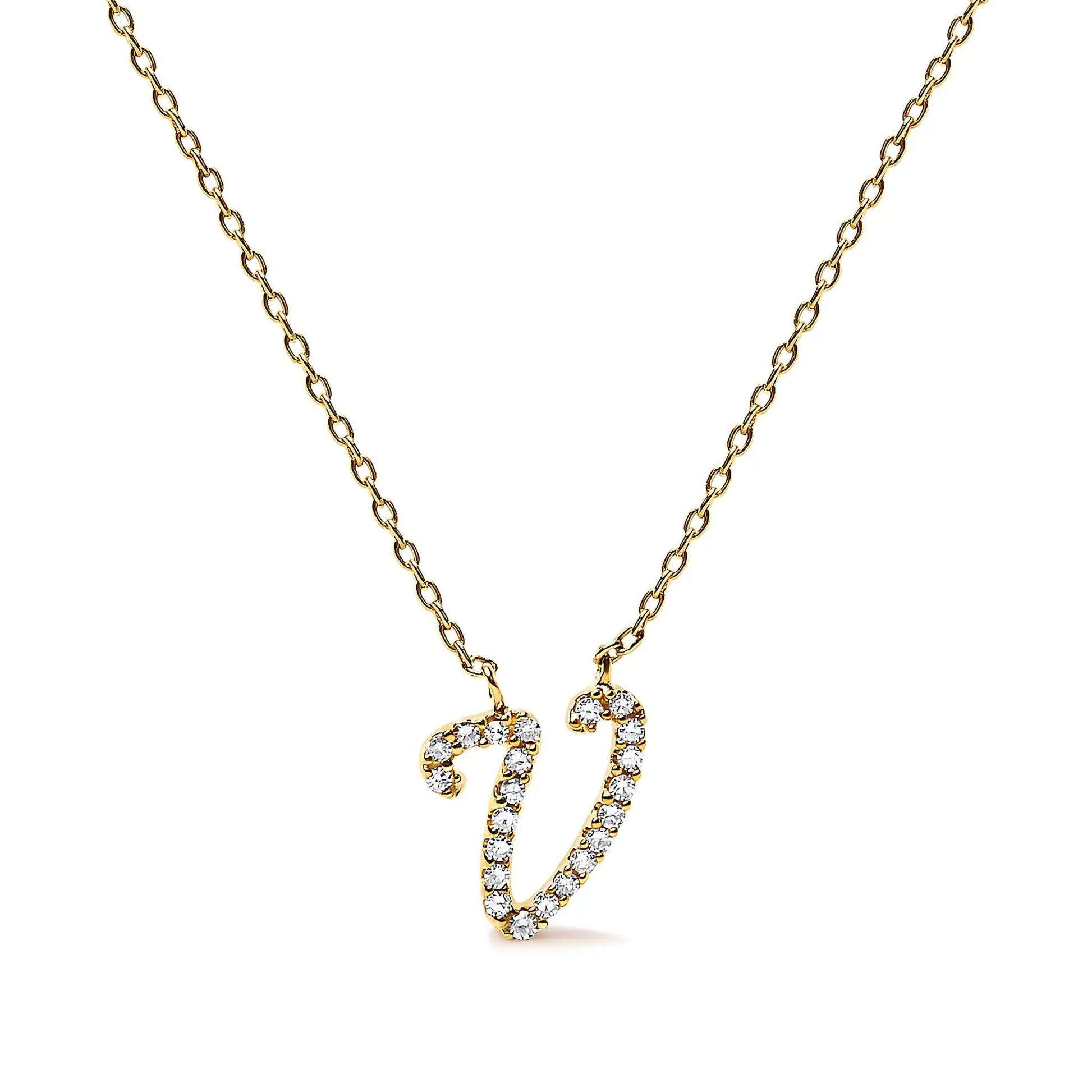 14K White Gold Diamond Accent A initial Script Pendant Necklace with pave diamonds on Tampa Home & Garden Store