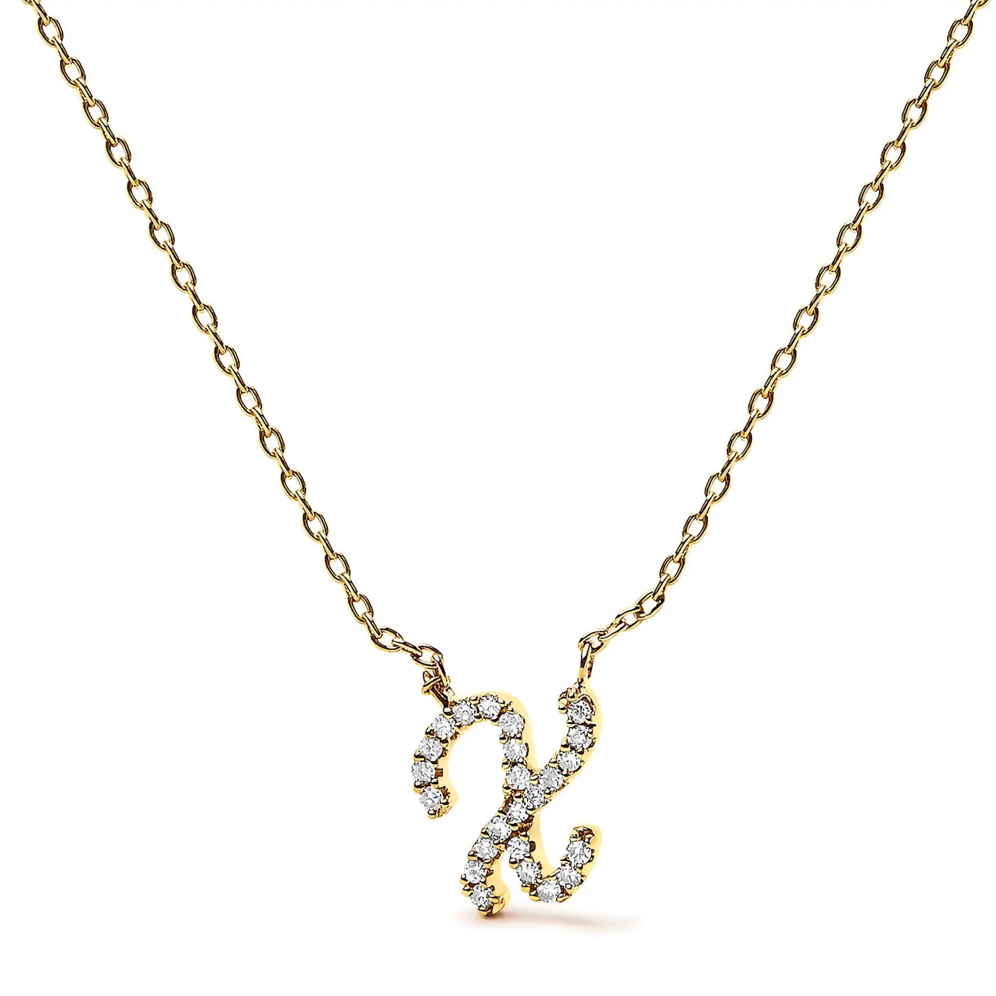 Gold-tone A initial script pendant necklace with diamond accents on Tampa Home & Garden Store