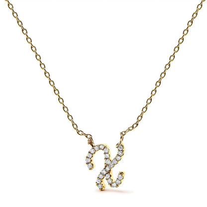 Gold-tone A initial script pendant necklace with diamond accents on Tampa Home & Garden Store