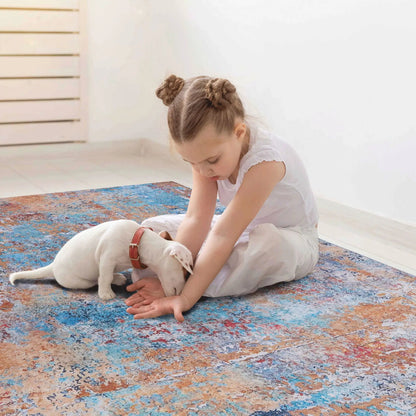 Maval Washable Runner Rug With Medallion Pattern