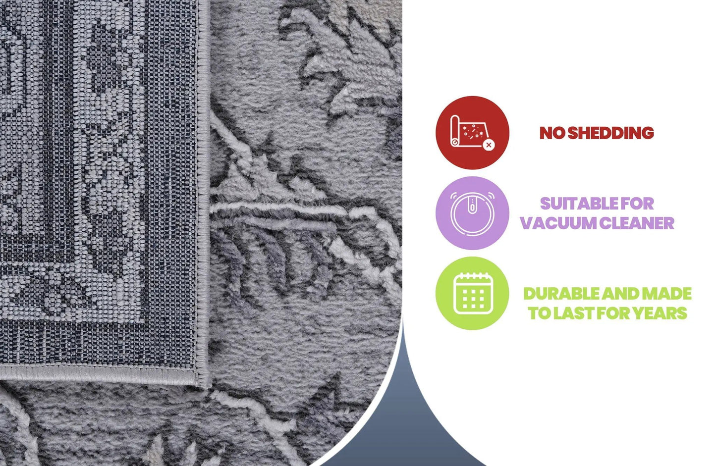 Marfi Trendy Oriental Rug Runner dark blue woven with gray plush by Unique Piece Furniture on Tampa Home & Garden Store