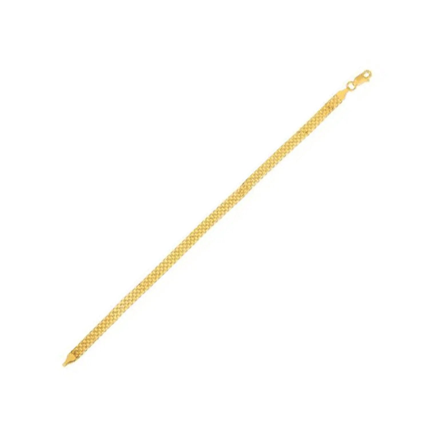 14k yellow gold Bismark chain necklace, 4.70 mm width, polished woven links by Bids.com on Tampa Home & Garden Store