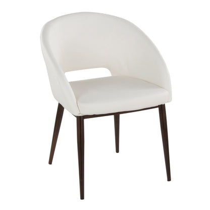 Contemporary arm chair with cut-out backrest, white upholstery, wood legs by HouseOfZazla on Tampa Home & Garden Store