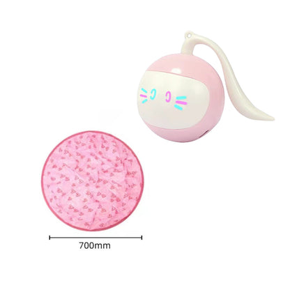 Automatic Funny Cat Toy Ball by Sell My Stuff, pink motion ball with cat face and pink mat on Tampa Home & Garden Store