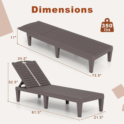 Outdoor PP Chaise Lounge Chairs Set of 2
