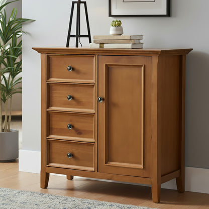 Amherst handcrafted medium storage cabinet accent table with 5 drawers in warm brown wood on Tampa Home & Garden Store