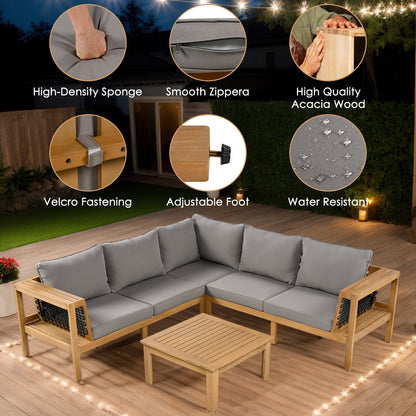 4 Piece Outdoor Acacia Sofa And Coffee Table