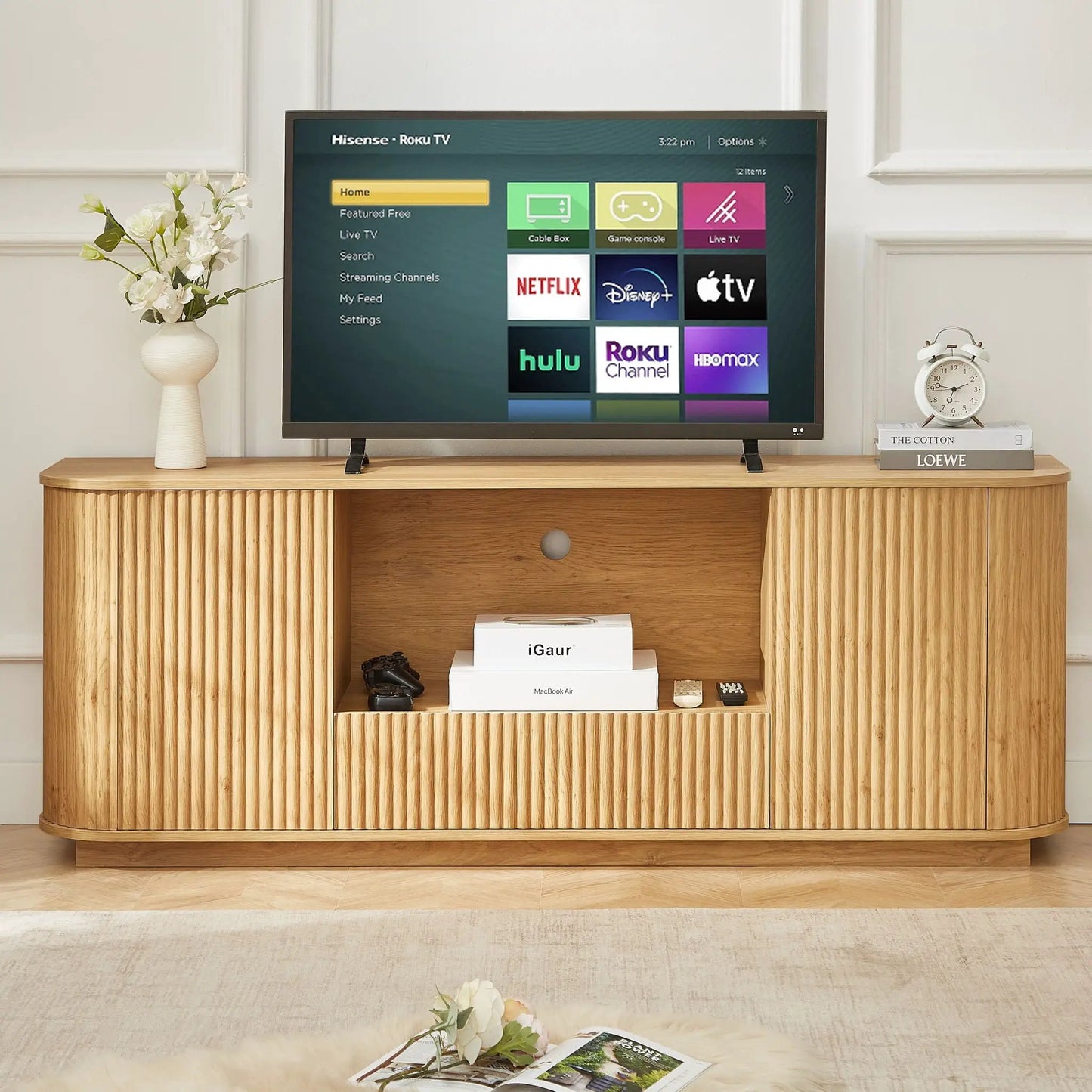 Modern Wavy TV Stand Sideboard with Cabinet