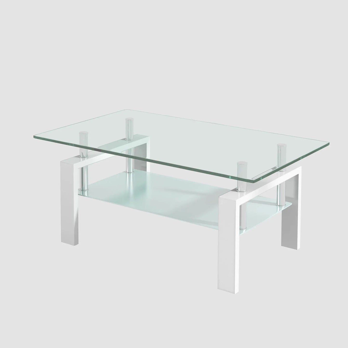 Tempered Glass Table With Storage For Living Room