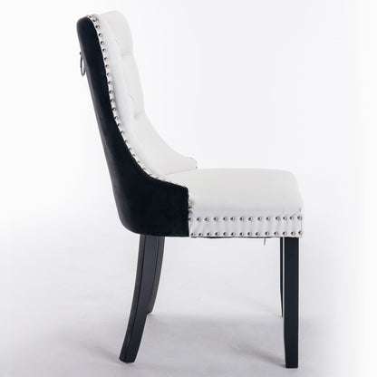 Nikki Dining Chair Set 2 black exterior white seat nailhead trim HouseOfZazla on Tampa Home & Garden Store