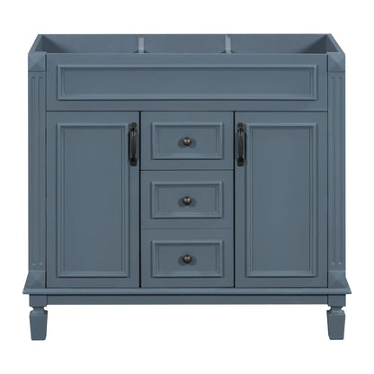 Bathroom vanity cabinet in blue-gray with raised panels, 2 soft-close doors and 2 drawers on Tampa Home & Garden Store