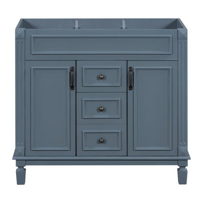Bathroom vanity base with soft-closing doors and drawers in blue-gray, HouseOfZazla on Tampa Home & Garden Store