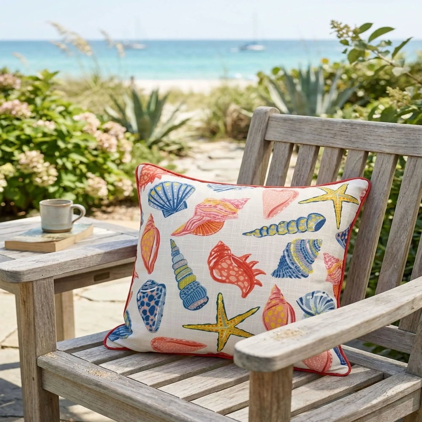 Square Coral Outdoor Pillows Set of 2 Multi Color