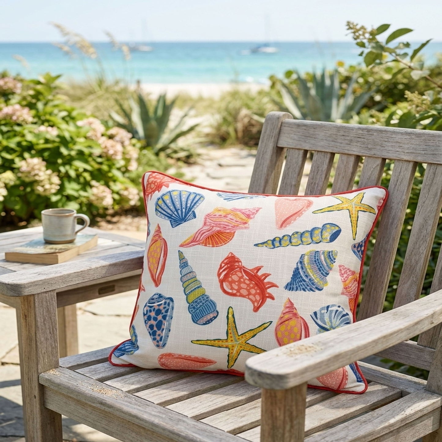 Square Coral Outdoor Pillows and Soft Memory Foam