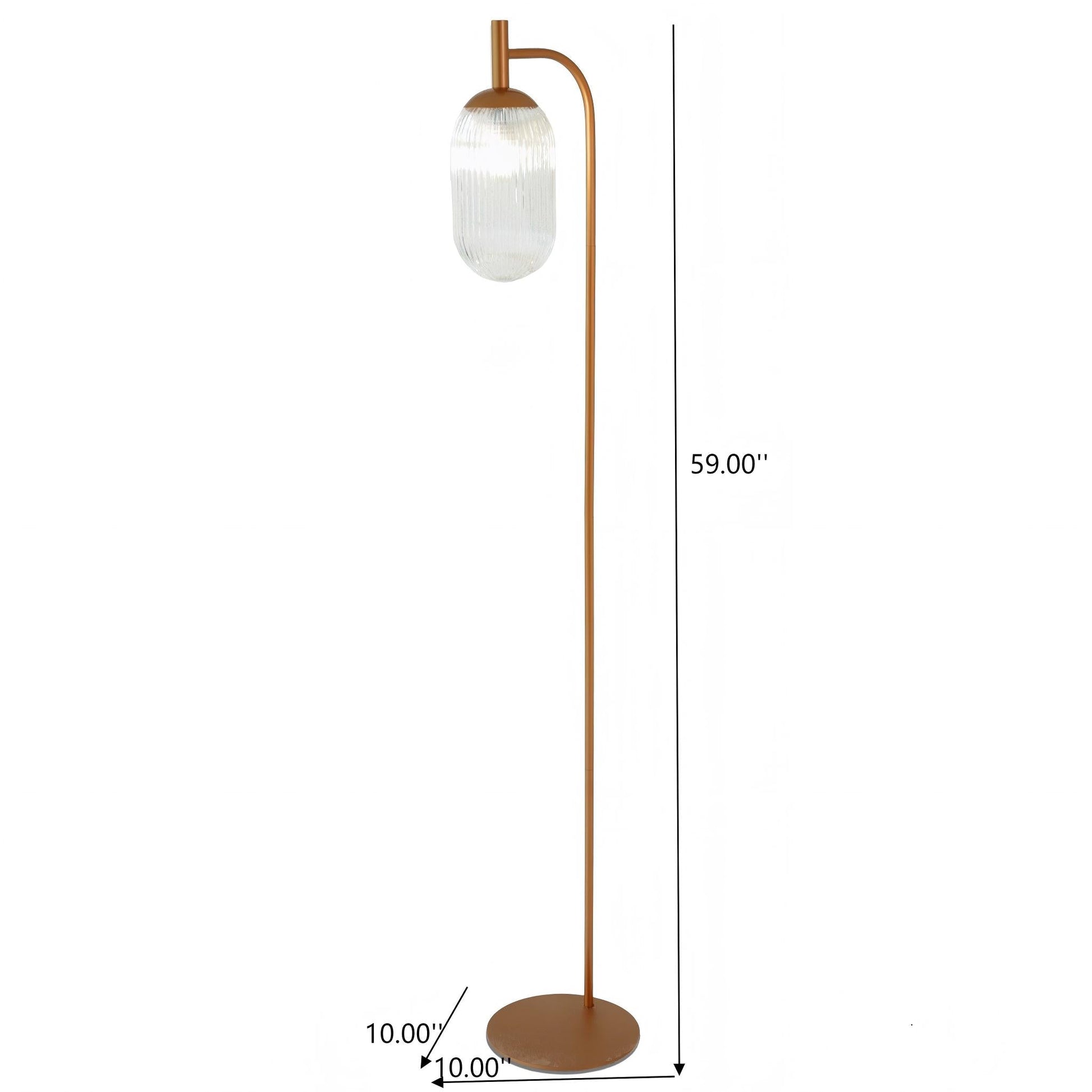 Classic Modern Floor Lamp with bronze finish and ribbed glass shade, 59in tall, 10in base on Tampa Home & Garden Store
