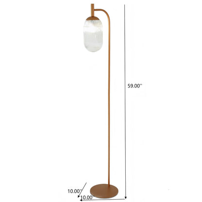 Classic Modern Floor Lamp with bronze finish and ribbed glass shade, 59in tall, 10in base on Tampa Home & Garden Store