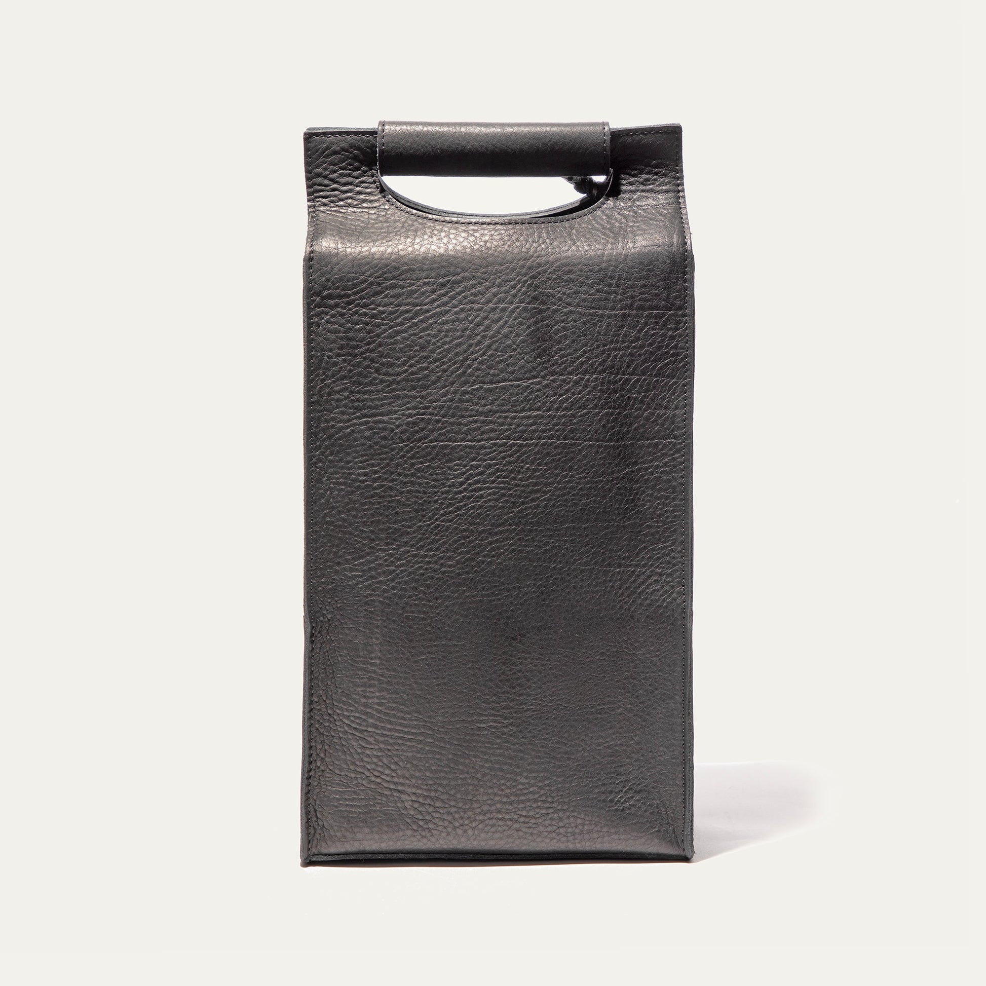 Double Leather Wine Case by Will Leather Goods black leather wine carrier with top handle on Tampa Home & Garden Store