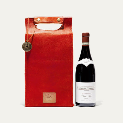 Double Leather Wine Case red wine carrier bag by Will Leather Goods with brass studs on Tampa Home & Garden Store