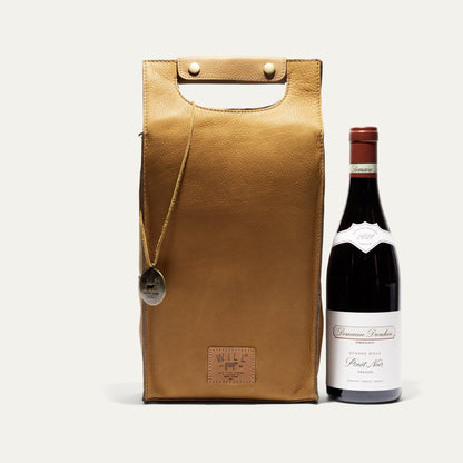 Double Leather Wine Case tan leather wine carrier bag by Will Leather Goods on Tampa Home & Garden Store